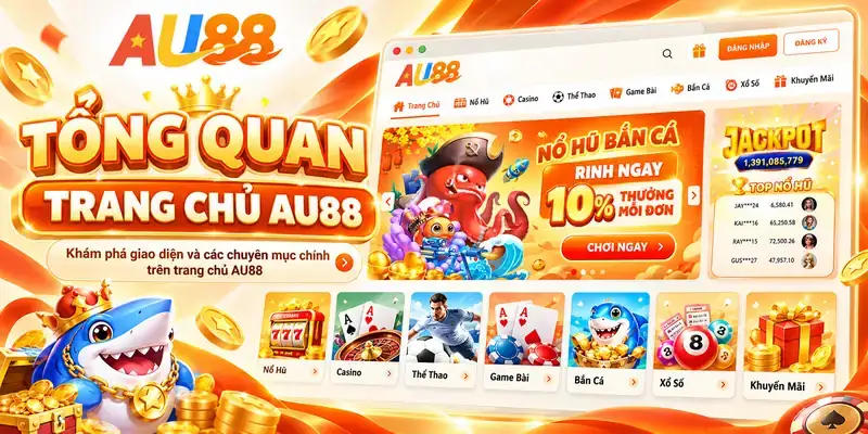 Giao diện trang chủ và danh mục AU88.